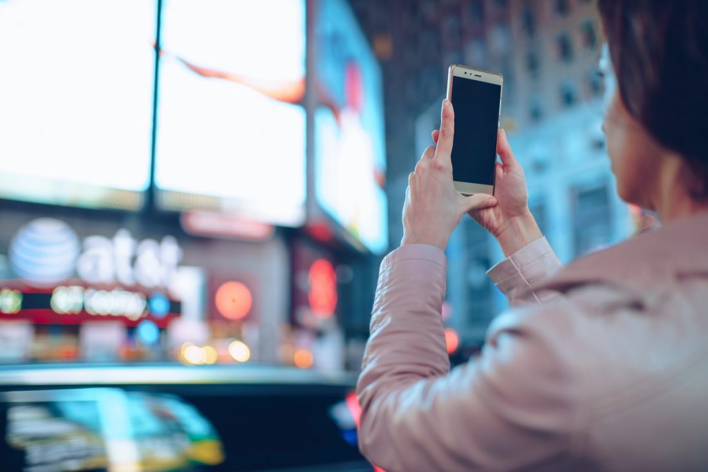 Young girl in Times Square